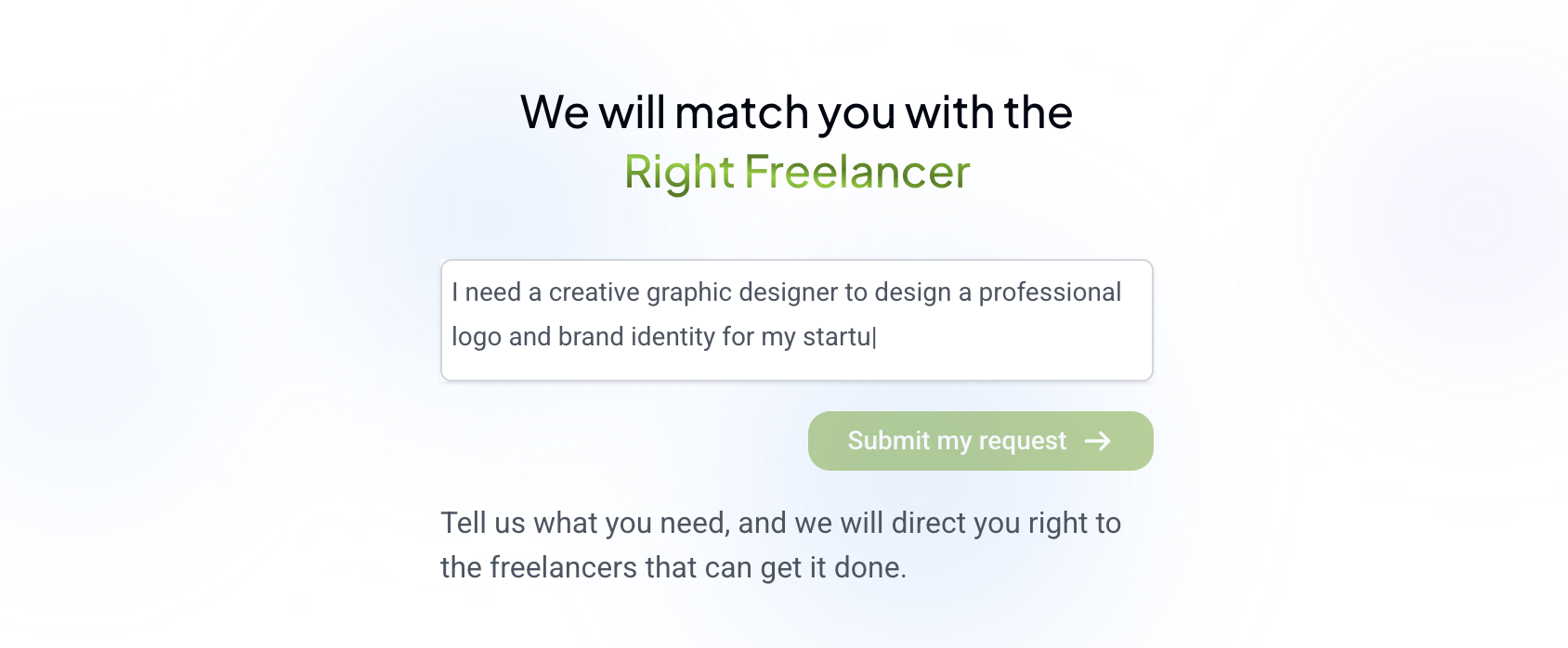 Osdire Smart Search field for finding freelancers by describing a task