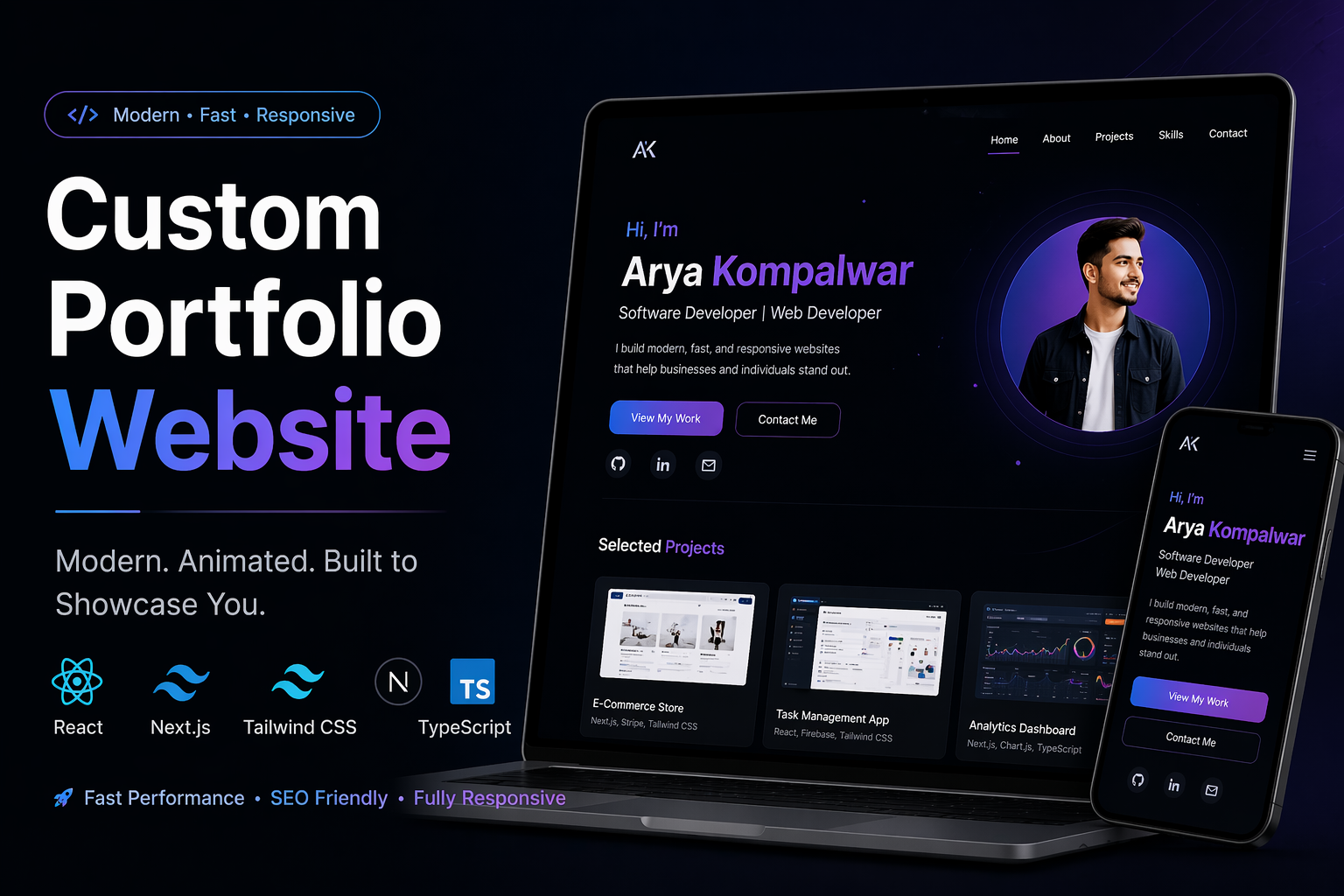 Design a custom modern animated portfolio website with scroll motion ...