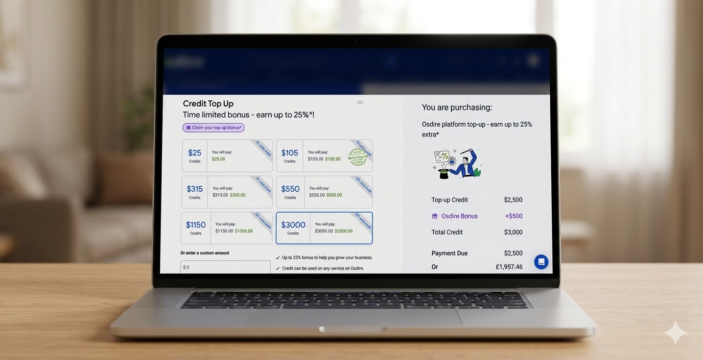 Osdire Launches Top-Up Bonus to Help Businesses Maximise Their Budgets